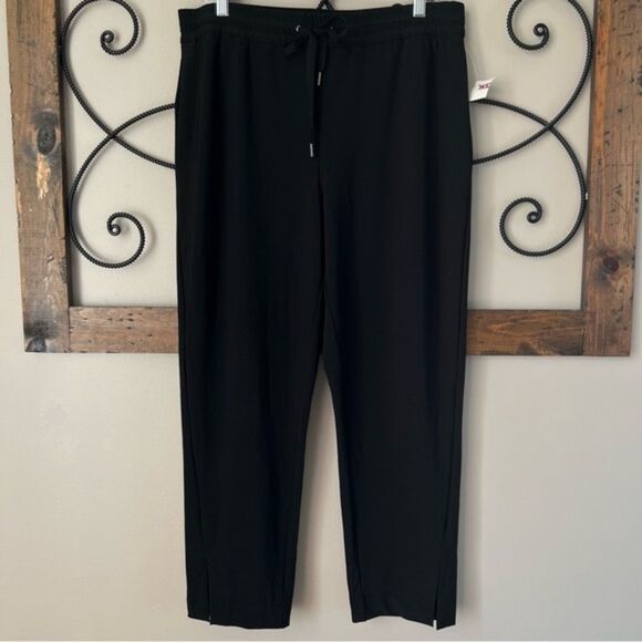 Joie Black Pull On Elastic Drawstring Waist Straight Leg Relaxed Fit Pants SZ L - Picture 2 of 13